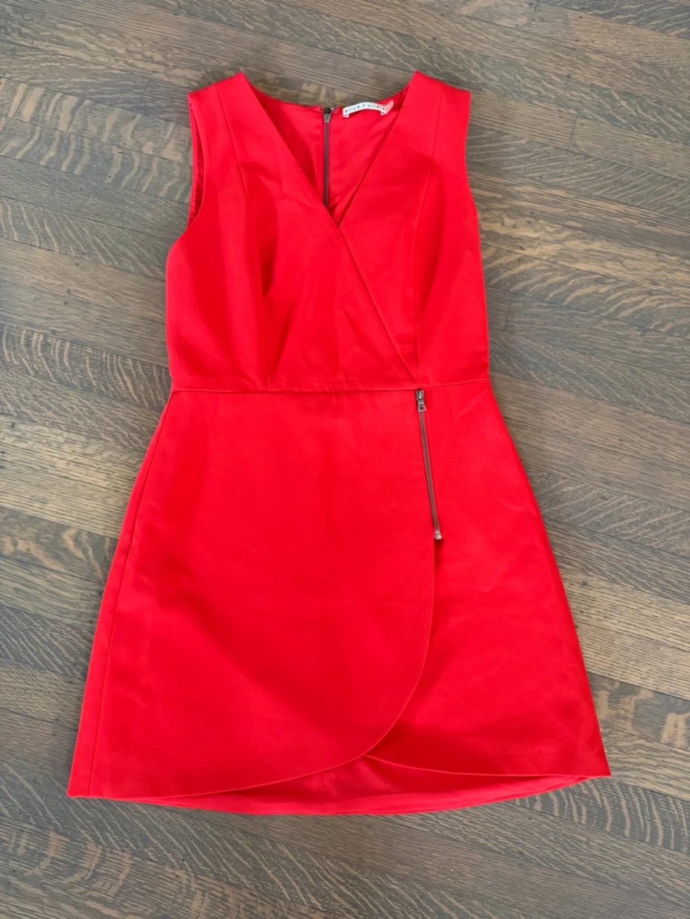 Alice + Olivia Lennon Red Side Zip Mini Dress EUC 10